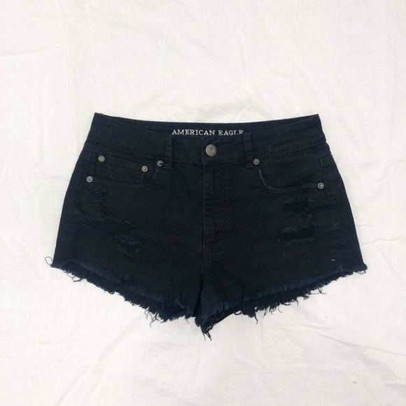 American Eagle Black Hi-Rise Festival Denim Shorts - Picture 1 of 4